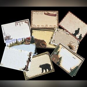 24 assorted lodge/wildlife themed recipe cards 4x6” made in the USA